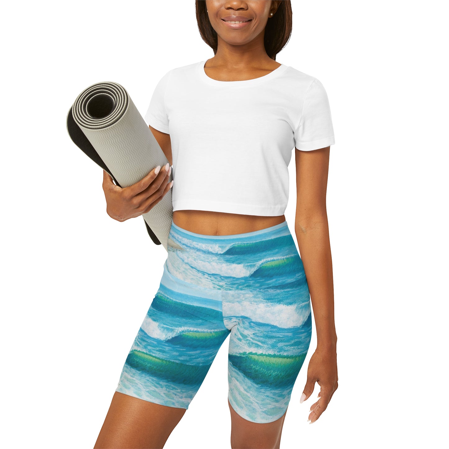 High Waisted Yoga Shorts (AOP)