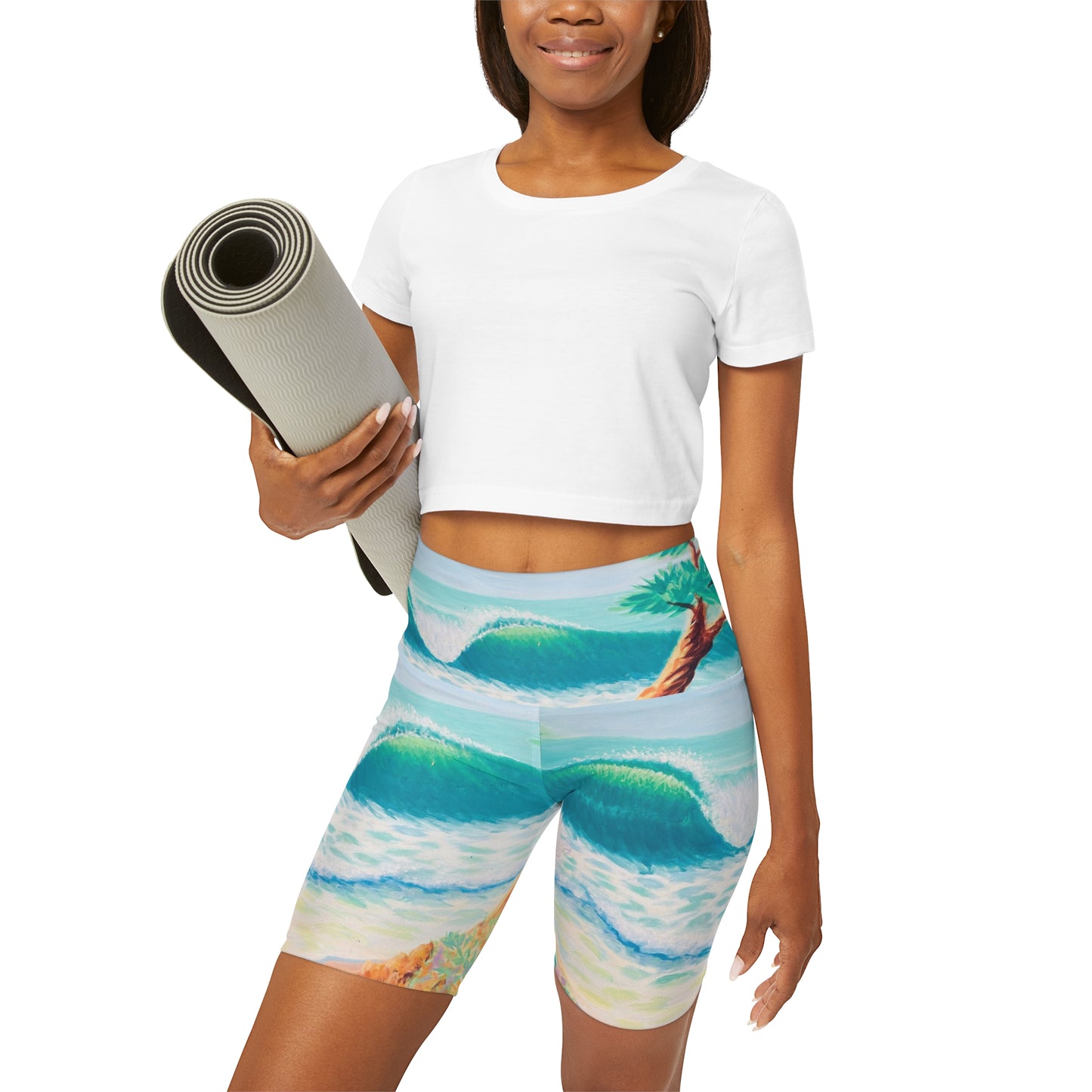 High Waisted Yoga Shorts (AOP)
