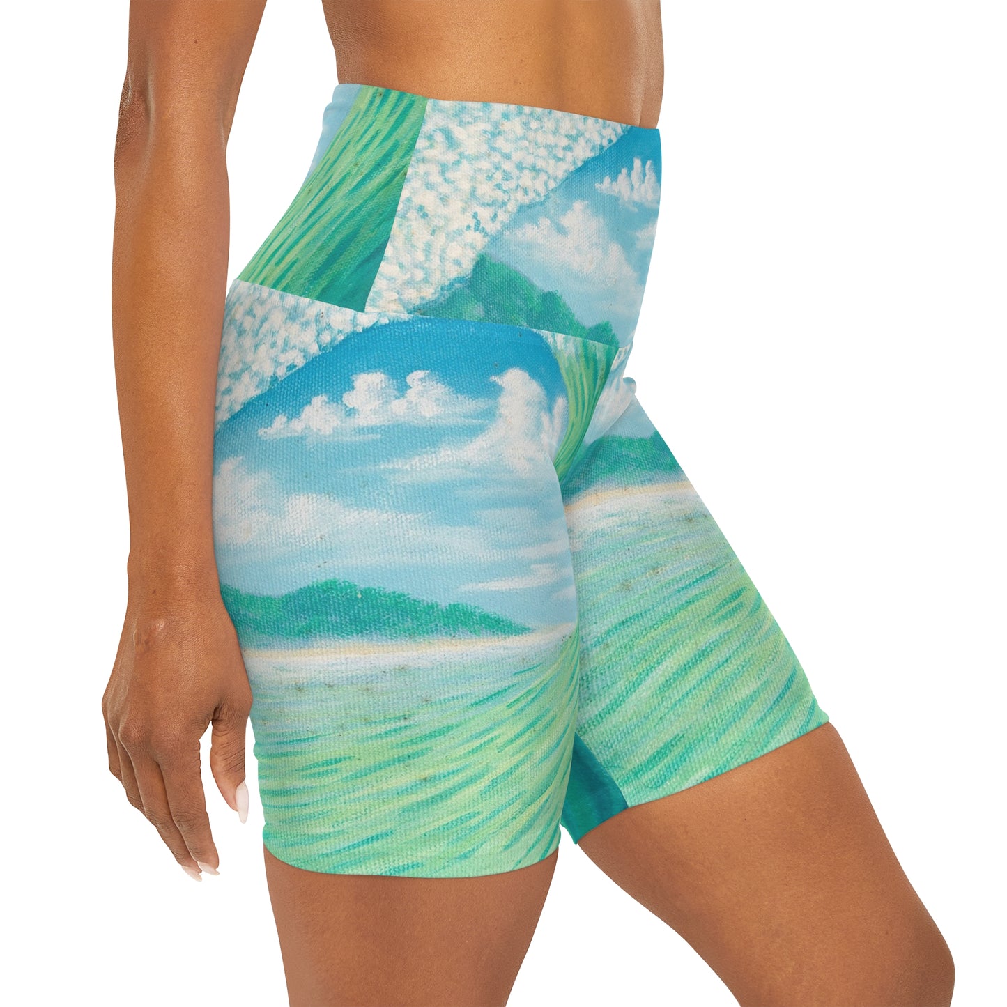 High Waisted Yoga Shorts (AOP)
