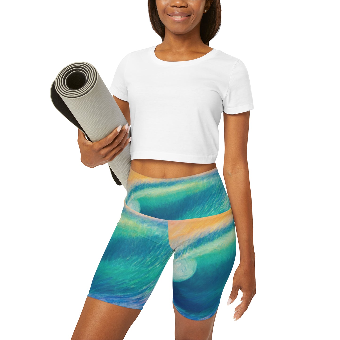 High Waisted Yoga Shorts (AOP)