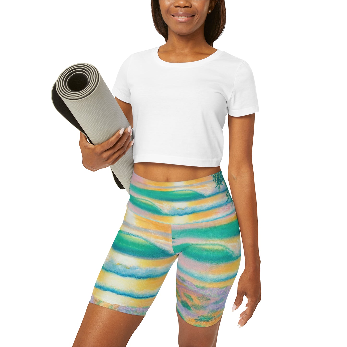 High Waisted Yoga Shorts (AOP)