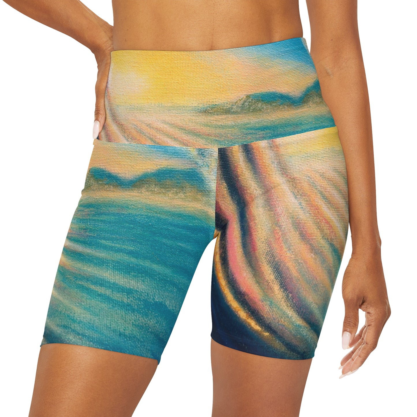 High Waisted Yoga Shorts (AOP)