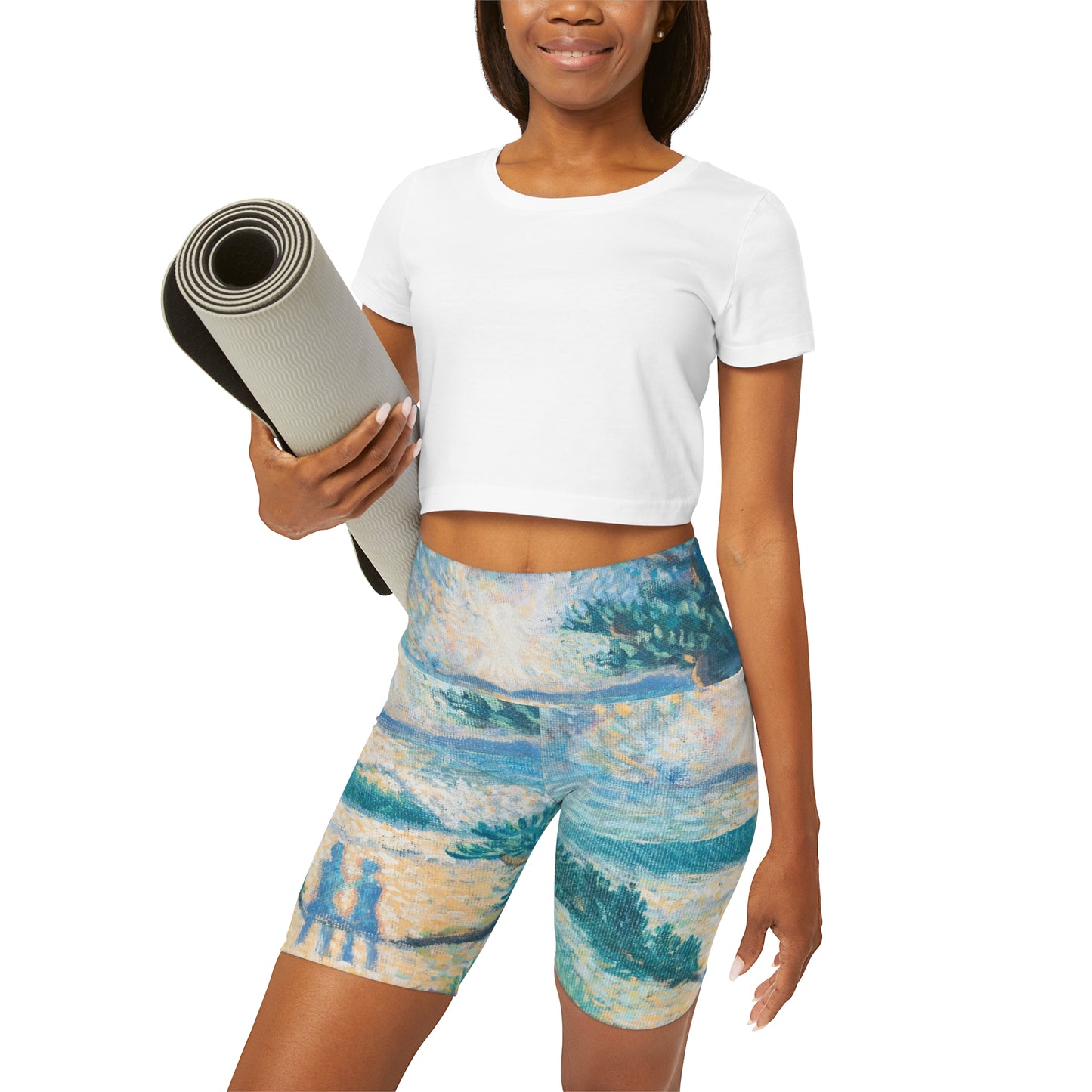 High Waisted Yoga Shorts (AOP)