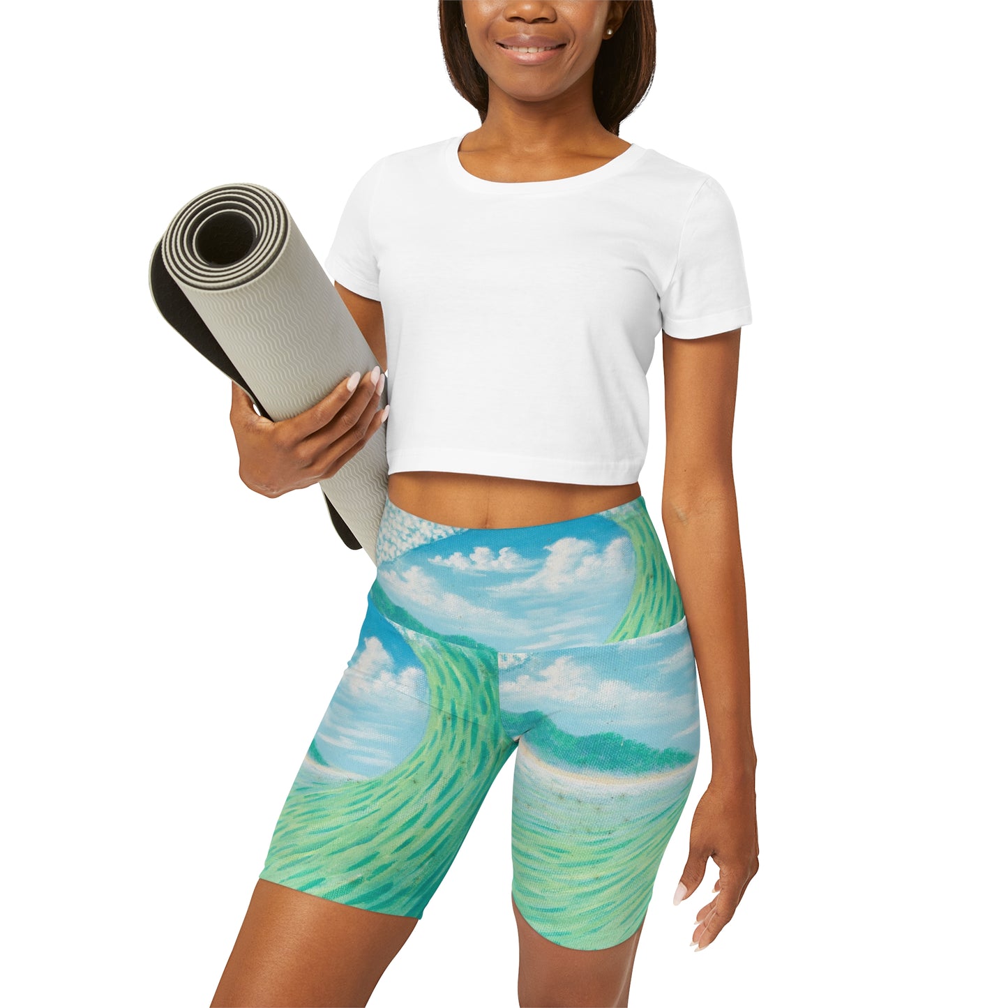 High Waisted Yoga Shorts (AOP)