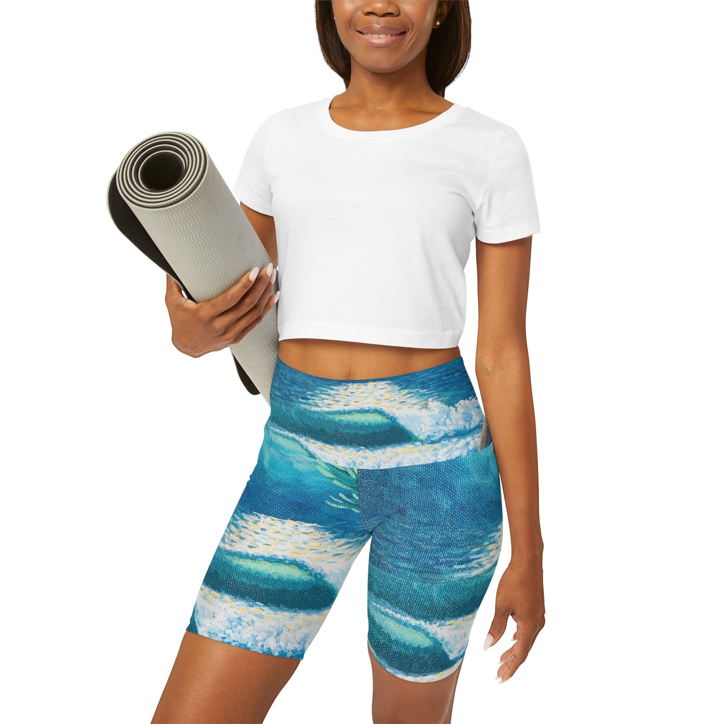 High Waisted Yoga Shorts (AOP)