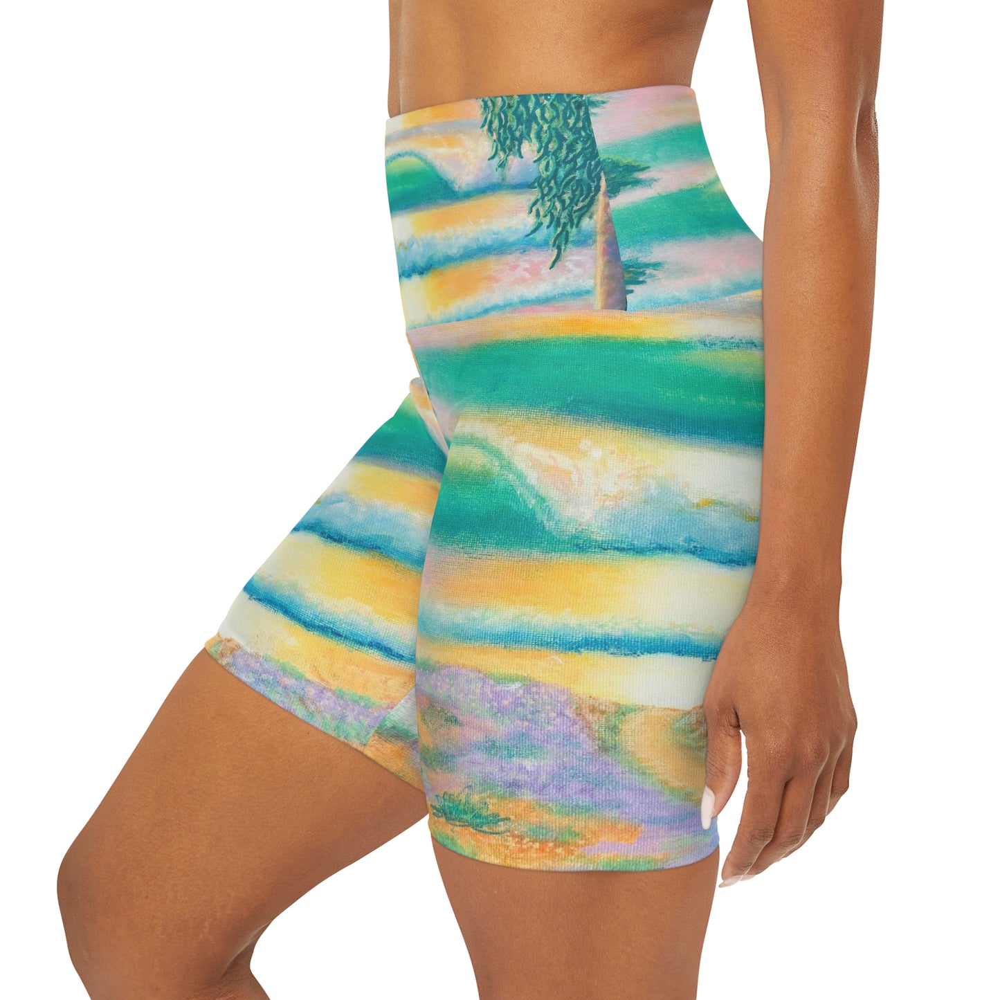 High Waisted Yoga Shorts (AOP)