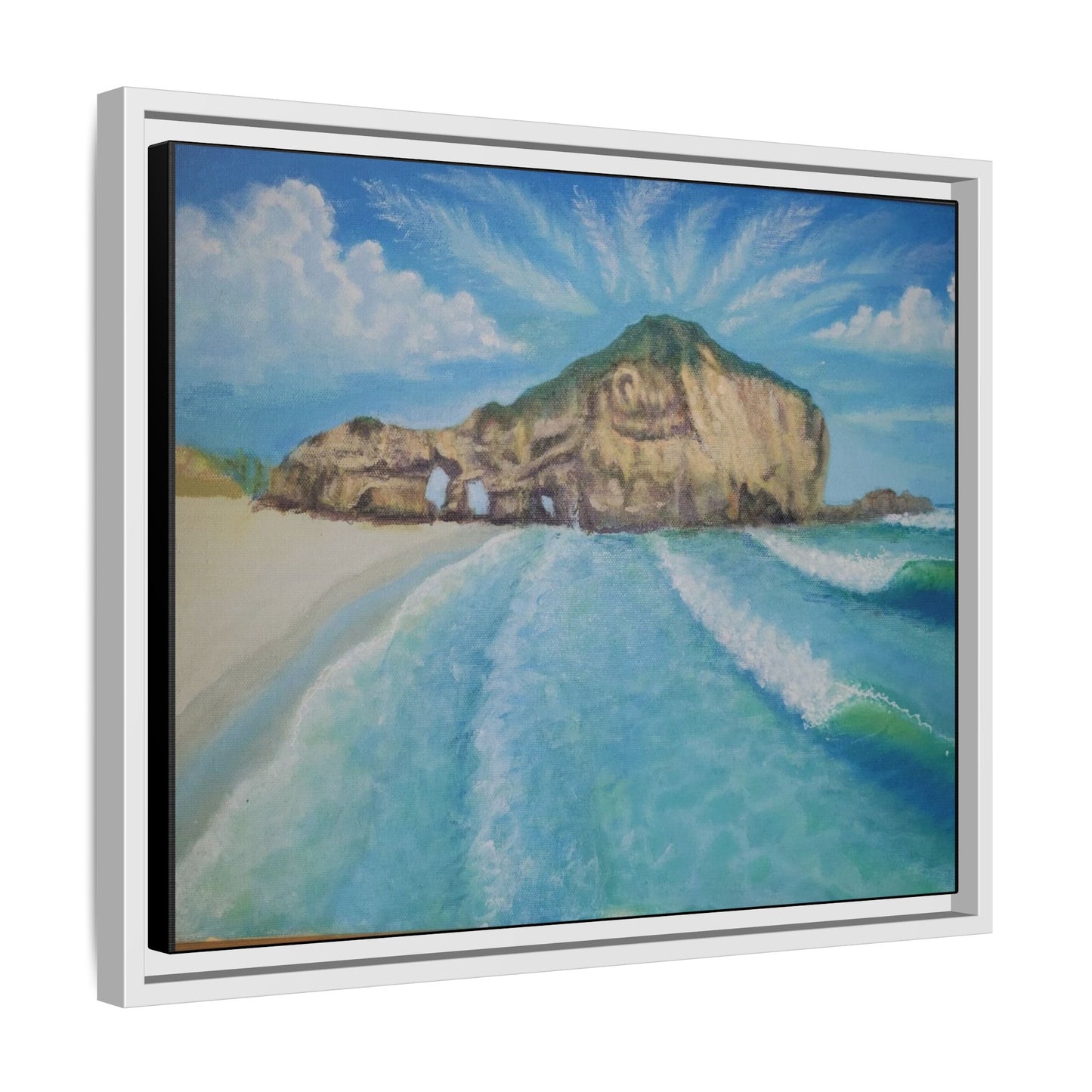 Matte Canvas, Three Arch Bay, Framed (Multi-color)