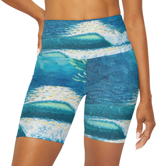 High Waisted Yoga Shorts (AOP)