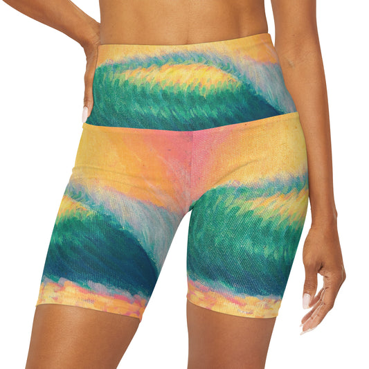 High Waisted Yoga Shorts (AOP)