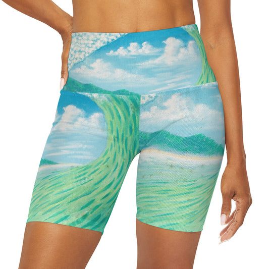 High Waisted Yoga Shorts (AOP)