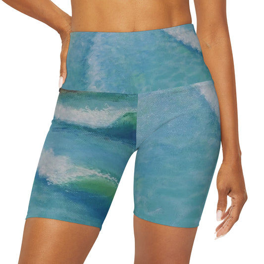 High Waisted Yoga Shorts (AOP)