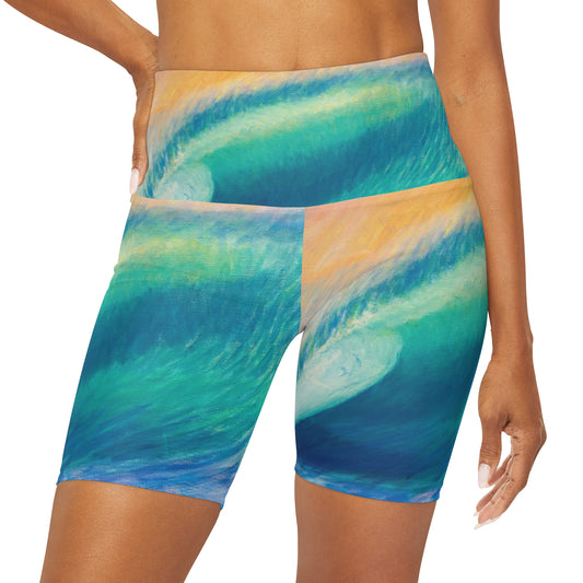 High Waisted Yoga Shorts (AOP)