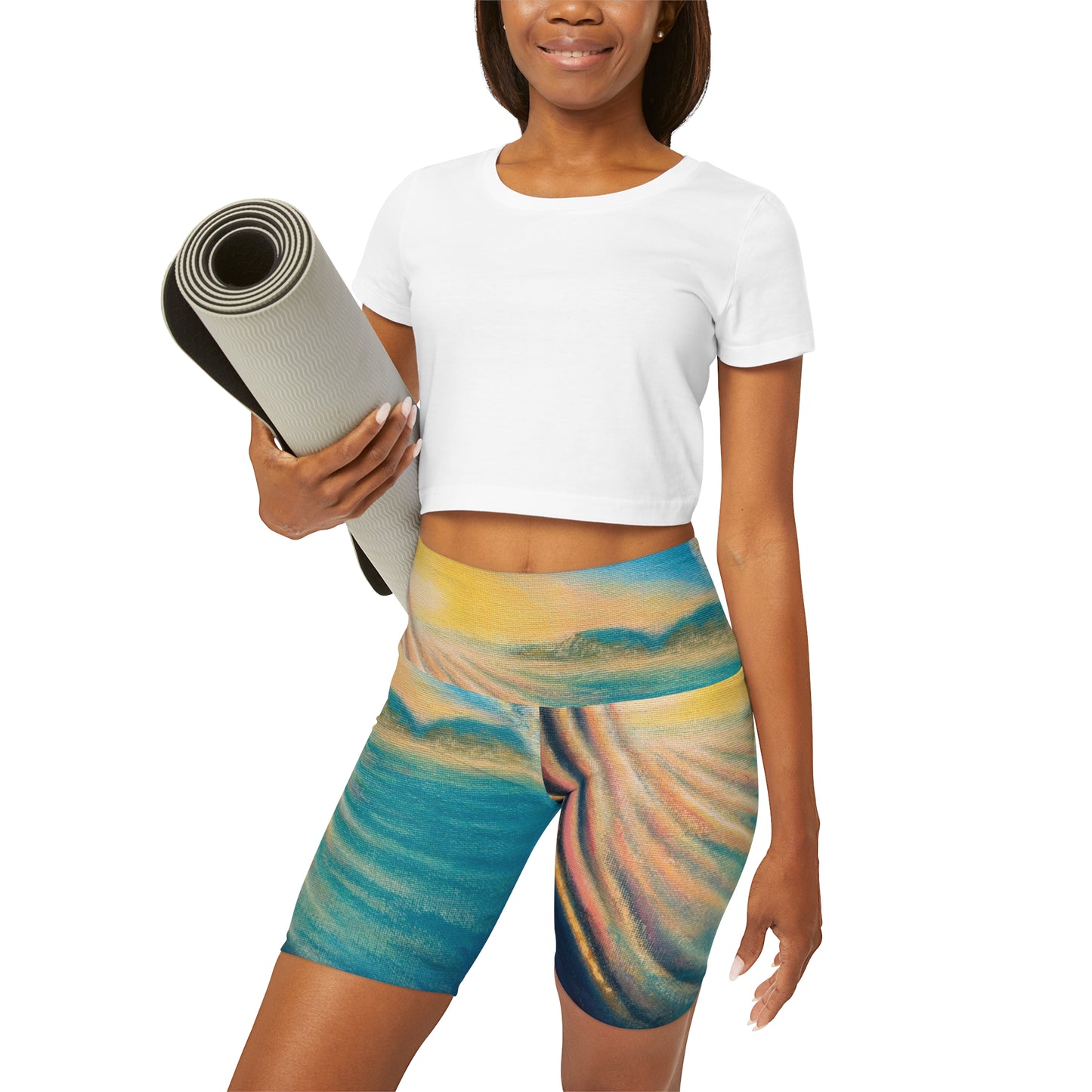 High Waisted Yoga Shorts (AOP)