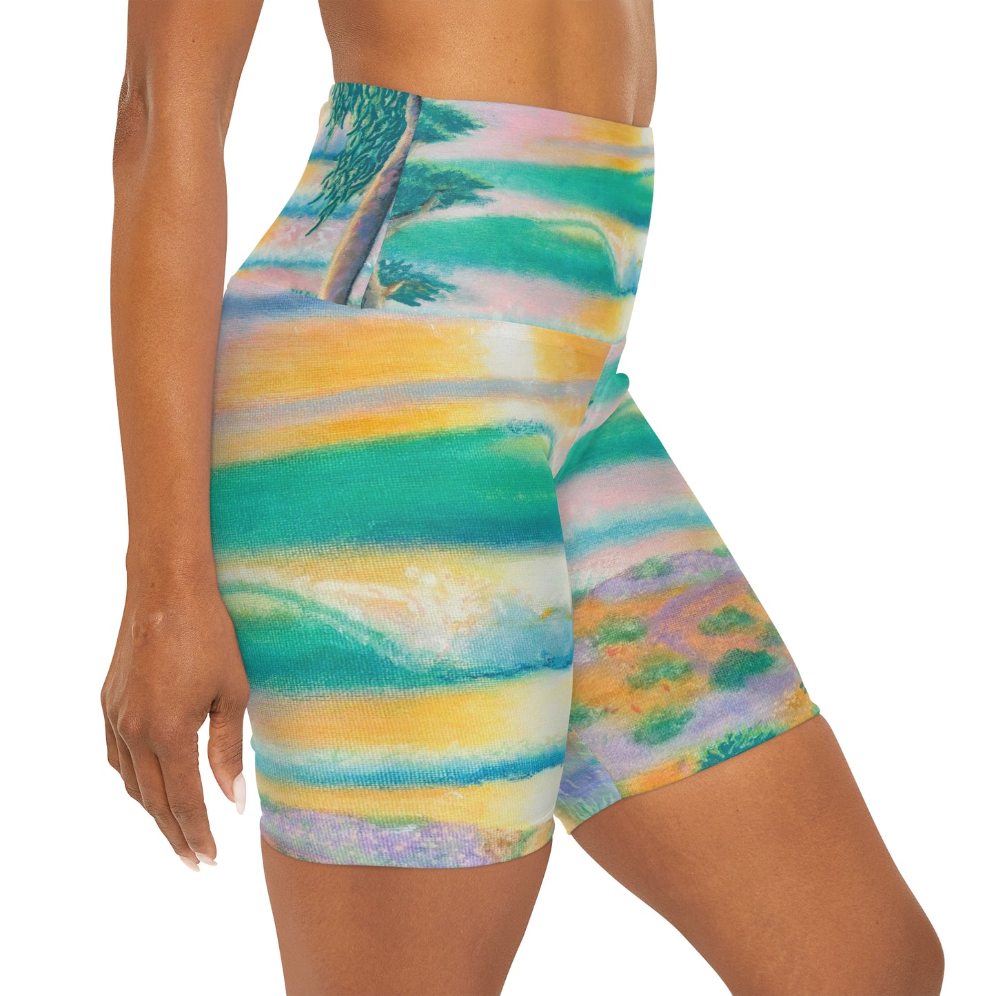 High Waisted Yoga Shorts (AOP)